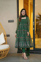 Yash Enterprise Sparkling Green Georgette Suit Set | Grocsy