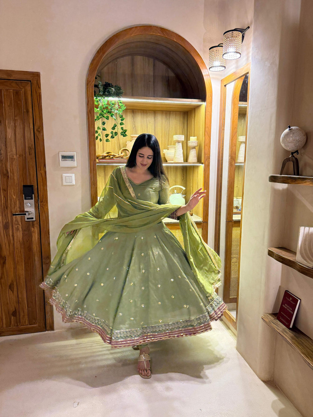 Yash Enterprise Green Vichitra Silk Party Wear Embroidery Suit Set | Grocsy