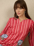 Indo Era Women Solid V-Neck Regular Kurta with Trousers | Grocsy