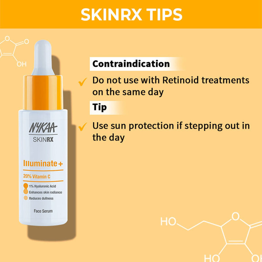 Nykaa SkinRX 20% Vitamin C + 1% Hyaluronic Acid Serum for Bright, Radiant and Hydrated Skin | Grocsy