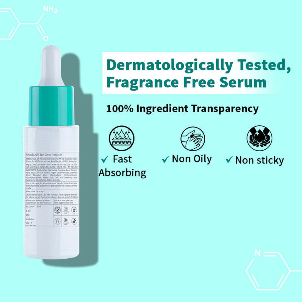 Nykaa SKINRX Spot Corrector with 10% Niacinamide + 1% Zinc Serum to Fade Dark Spots & Pigmentation | Grocsy