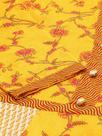 HERE&NOW Women Yellow Floral Printed Empire Kurta with Trousers & Dupatta | Grocsy