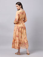 Souchii Floral Printed Boat Neck A-Line Maxi Dress | Grocsy