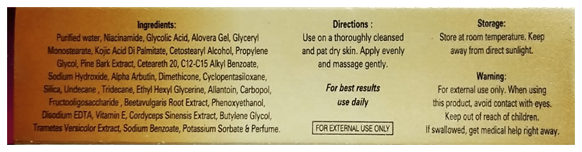 Rejuglow Gel with Glycolic Acid, Kojic Acid, Niacinamide & Vitamin E | Grocsy