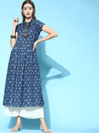 HERE&NOW Stunning Blue Cotton Kurta | Grocsy