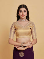 Sangria Coffee Brown Ethnic Motifs Embroidered Zari Pure Georgette Saree | Grocsy