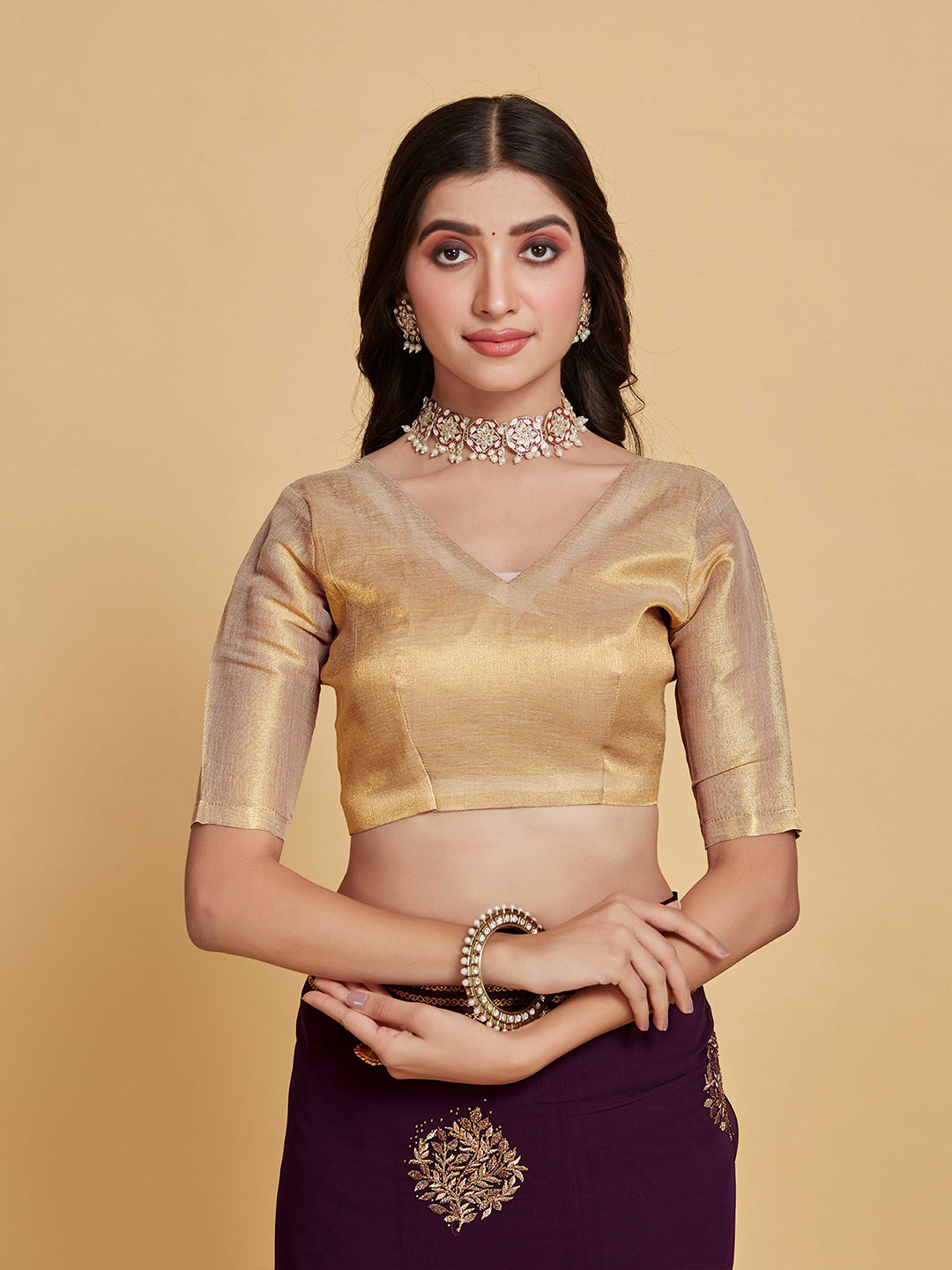Sangria Coffee Brown Ethnic Motifs Embroidered Zari Pure Georgette Saree | Grocsy