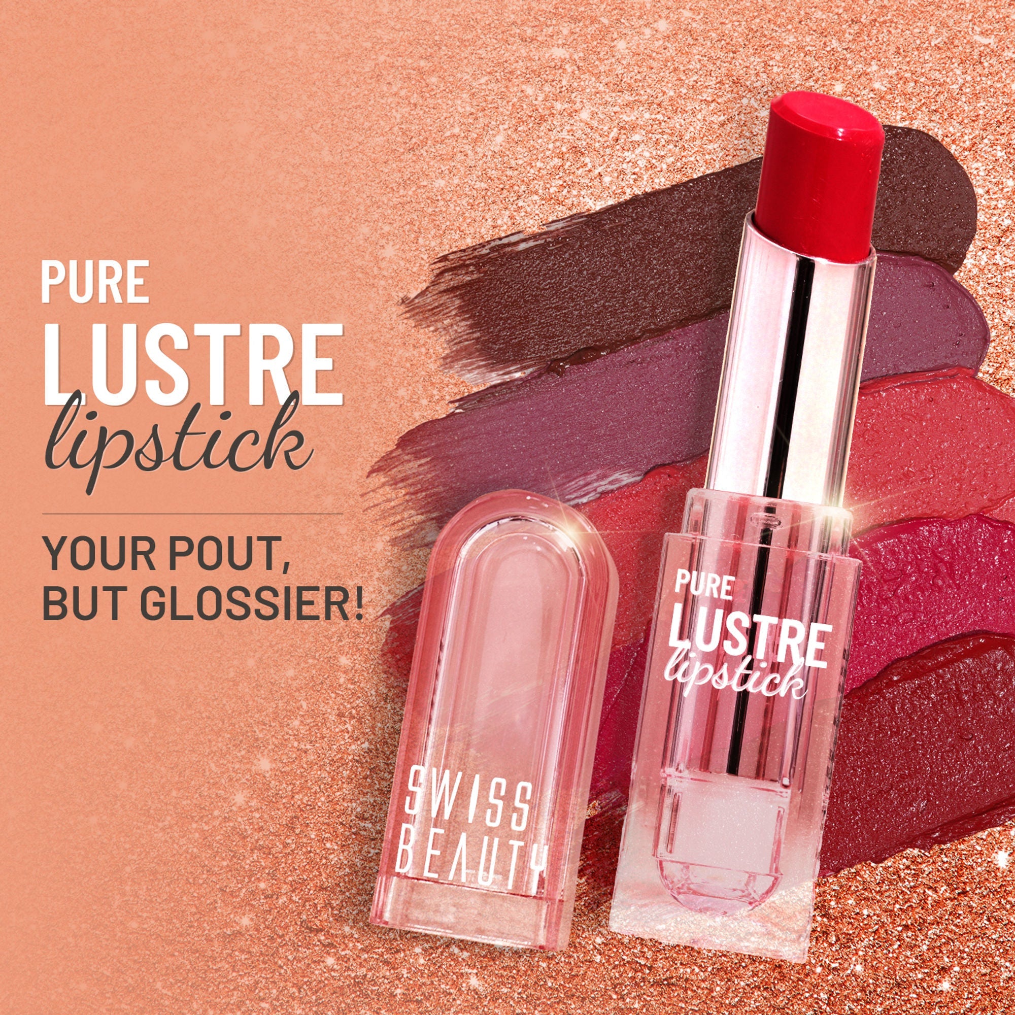 Swiss Beauty High Shine Finish Smooth Glide Pure Lustre Lipstick - 8 Bleached Pink | Grocsy
