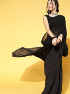 Saree Mall Black Solid Saree | Grocsy
