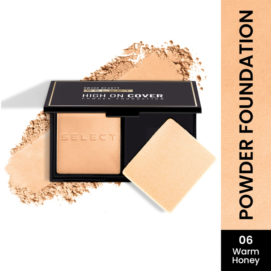 Swiss Beauty Select High On Cover Powder Foundation - 6 Warm Honey | Grocsy