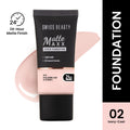 Swiss Beauty Matte Maxx Cover Foundation with Hyaluronic Acid & Vitamin E - 2 Ivory Cool | Grocsy
