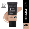 Swiss Beauty Matte Maxx Cover Foundation with Hyaluronic Acid & Vitamin E - 5 Neutral Sand | Grocsy