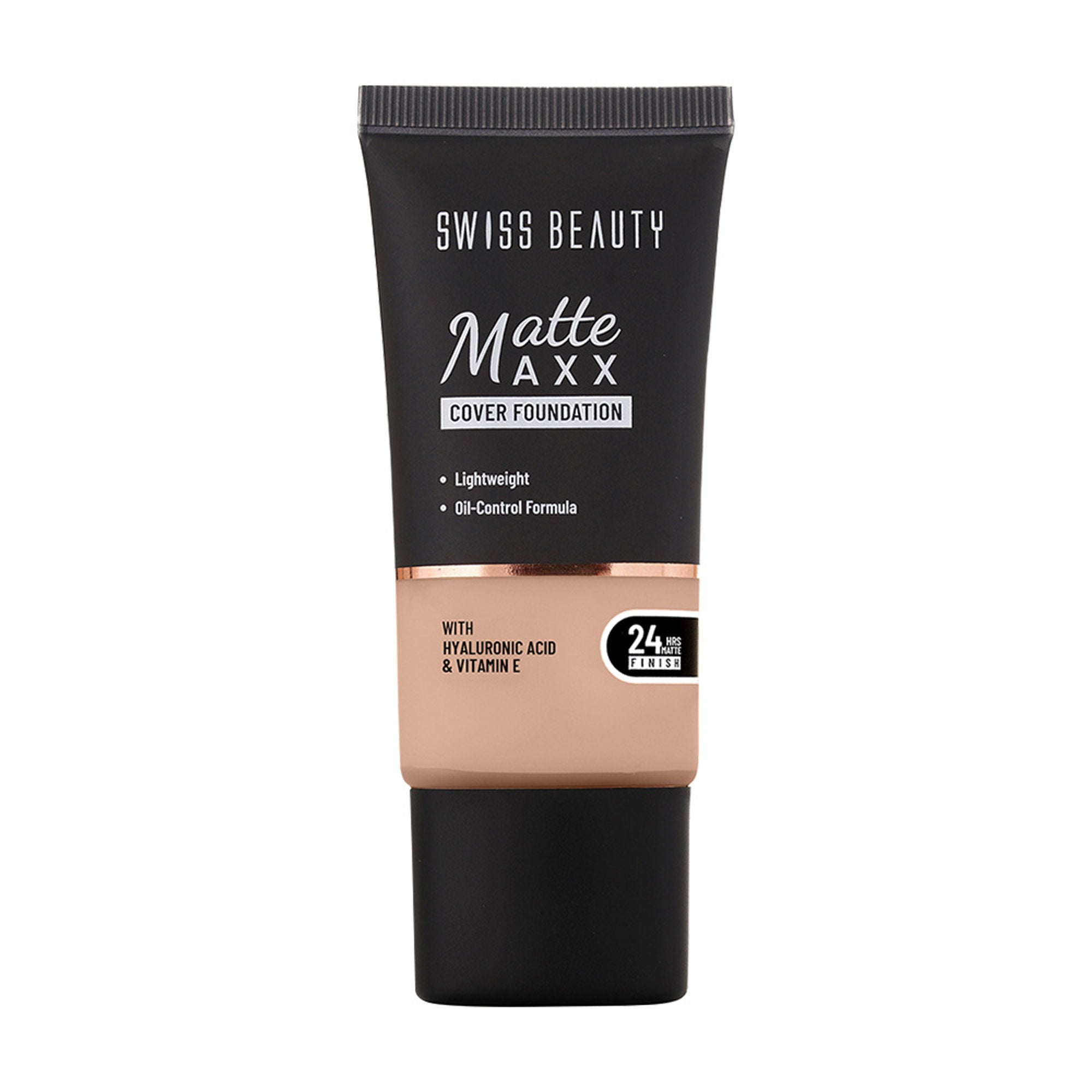 Swiss Beauty Matte Maxx Cover Foundation with Hyaluronic Acid & Vitamin E - 5 Neutral Sand | Grocsy