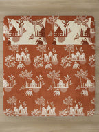 Rajasthan Decor Rust & Cream Printed Cotton 160 TC King Bedsheet with 2 Pillow Covers | Grocsy
