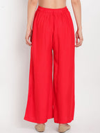 TAG 7 Women Pack of 2 Black & Red Solid Flared Palazzos | Grocsy