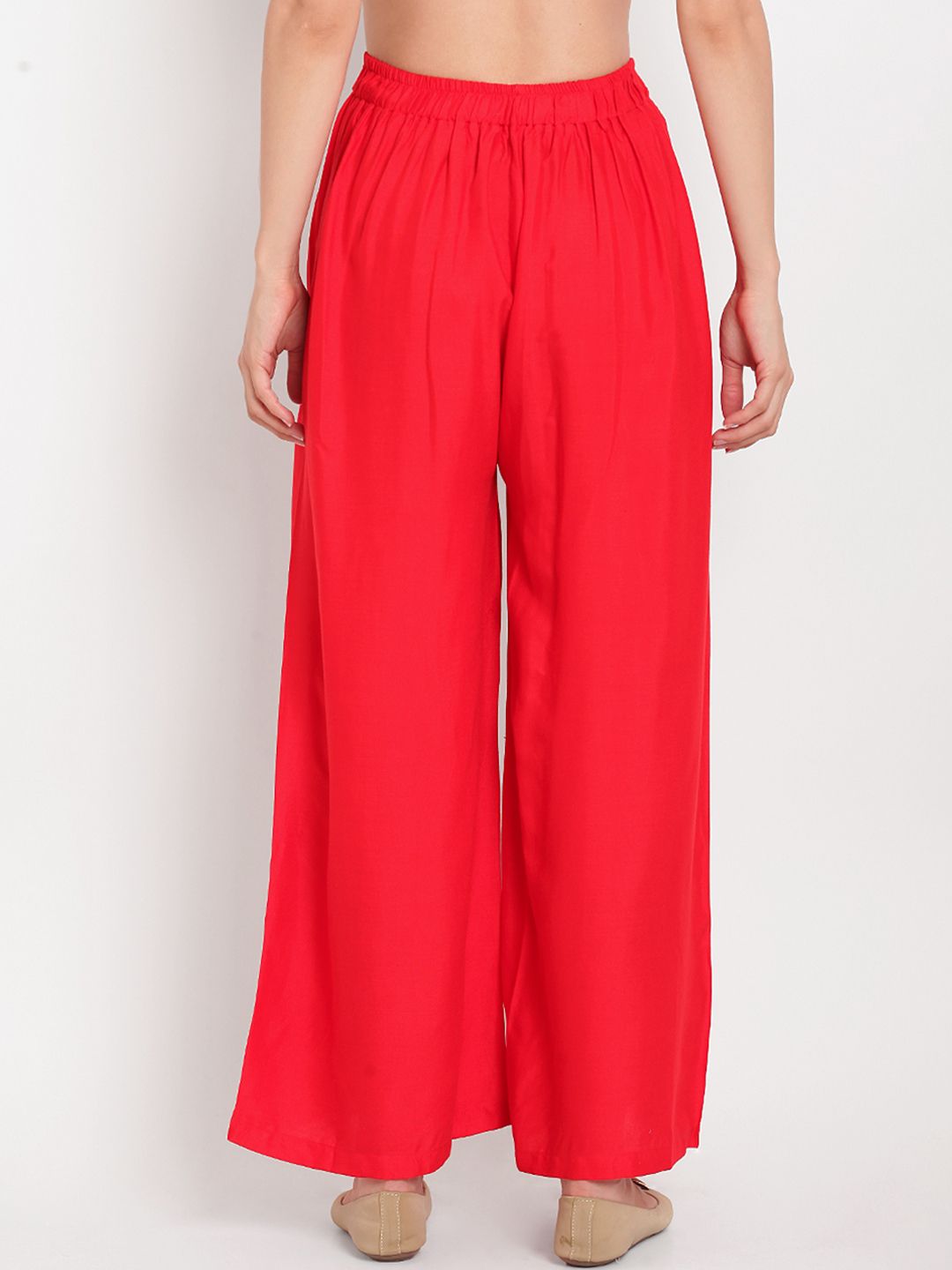 TAG 7 Women Pack of 2 Black & Red Solid Flared Palazzos | Grocsy