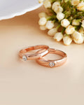 VOJ Stainless Steel Cubic Zirconia Rose Gold-Polished Adjustable Ring Set for Couple | Grocsy