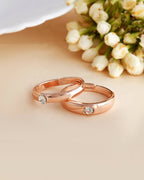VOJ Stainless Steel Cubic Zirconia Rose Gold-Polished Adjustable Ring Set for Couple | Grocsy