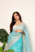 Vamsee Divya Sky Organza Saree | Grocsy