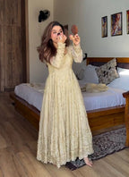 Yash Enterprise Cream Vichitra Silk Party Wear Embroidery Suit Set | Grocsy