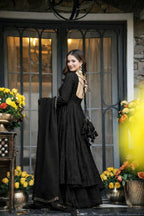 Yash Enterprise Black Faux Blooming Party Wear Embroidered Suit Set | Grocsy