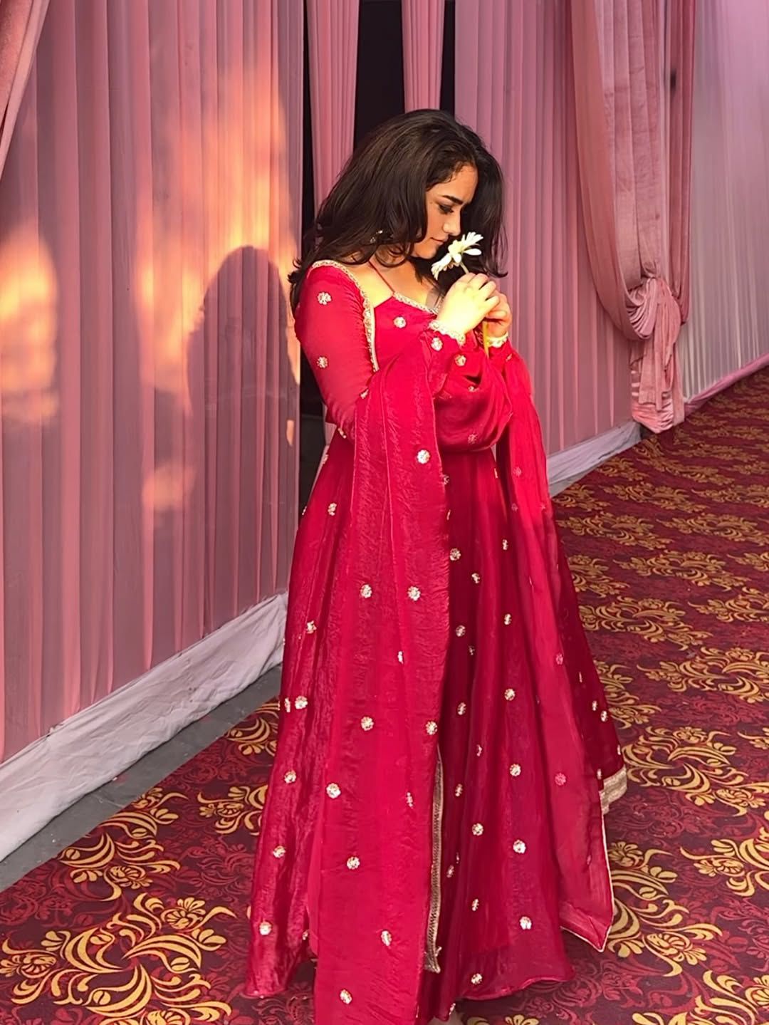 Yash Enterprise Red Fendy Silk Party Wear Embroidery Suit Set | Grocsy