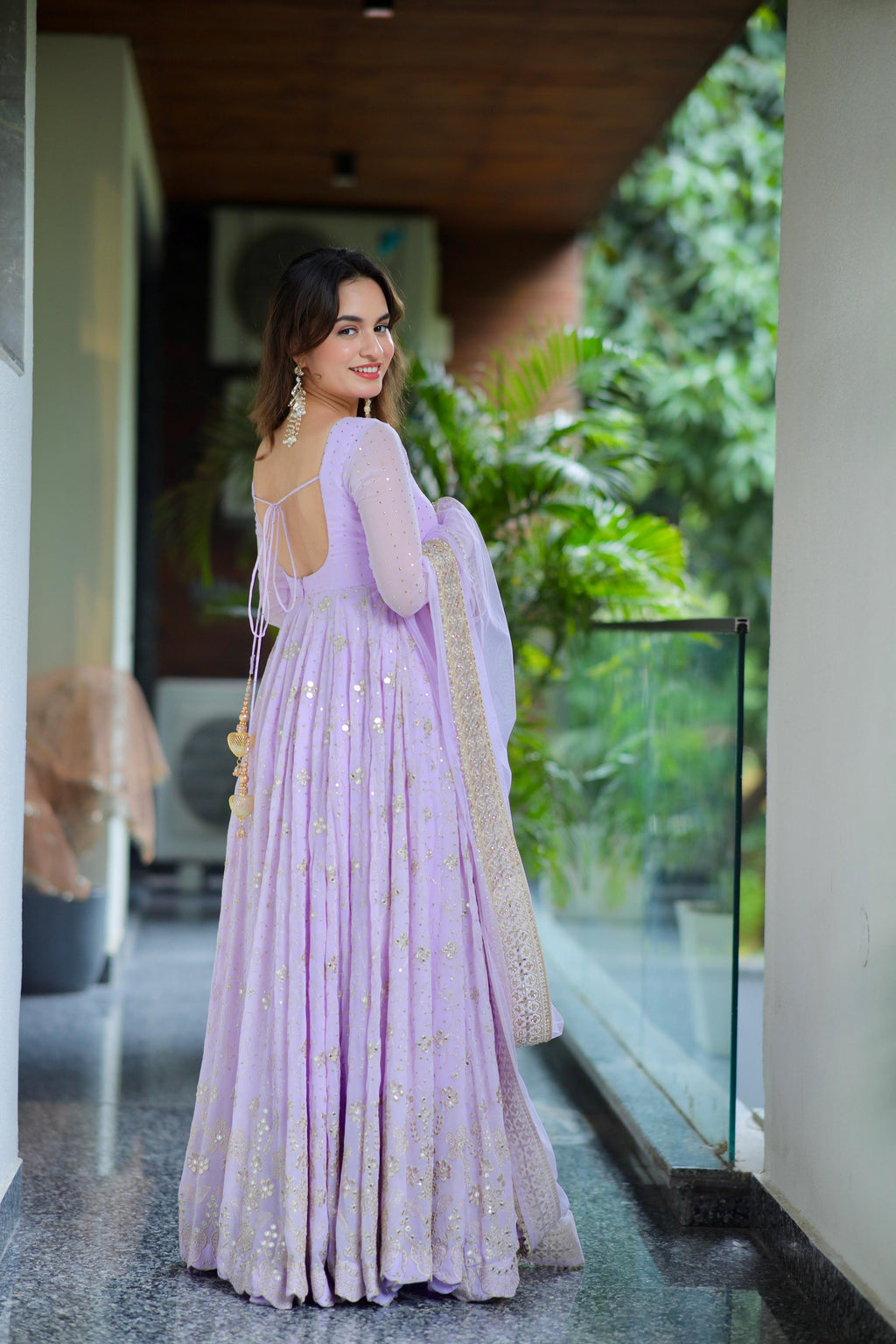 Yash Enterprise Light Purple Fux Bloomimng Silk Embroidery Suit Set | Grocsy