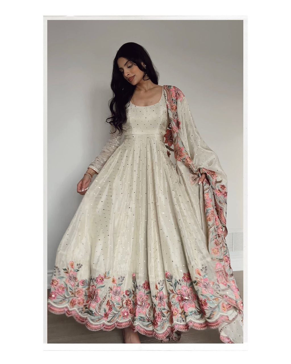 Yash Enterprise Off White Vichitra Silk Embroidery Party Wear Suit | Grocsy