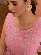 Myra Pink Georgette Embroidered Designer Suit | Grocsy