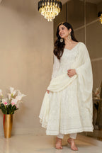 Yash Enterprise Off White Georgette Party Wear Embroidery Suit Set | Grocsy