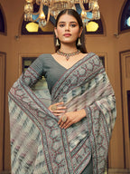 Myra Multicolour Gorgette Designer Saree | Grocsy
