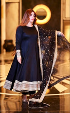 Yash Enterprise Black Rayon Cotton Embroidery Party Wear Suit Set | Grocsy