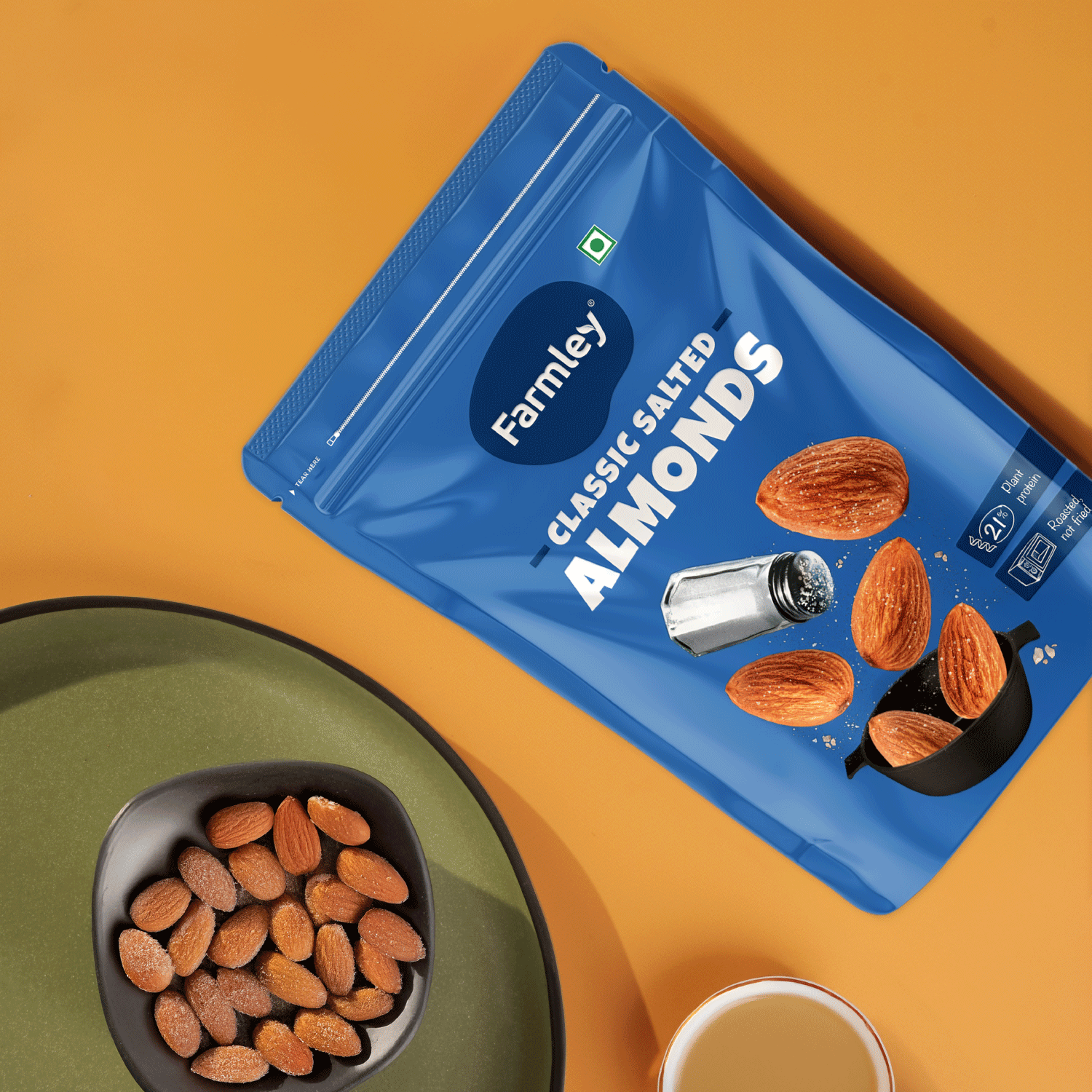 Farmley Classic Salted Almonds - Roasted, Not Fried | Grocsy