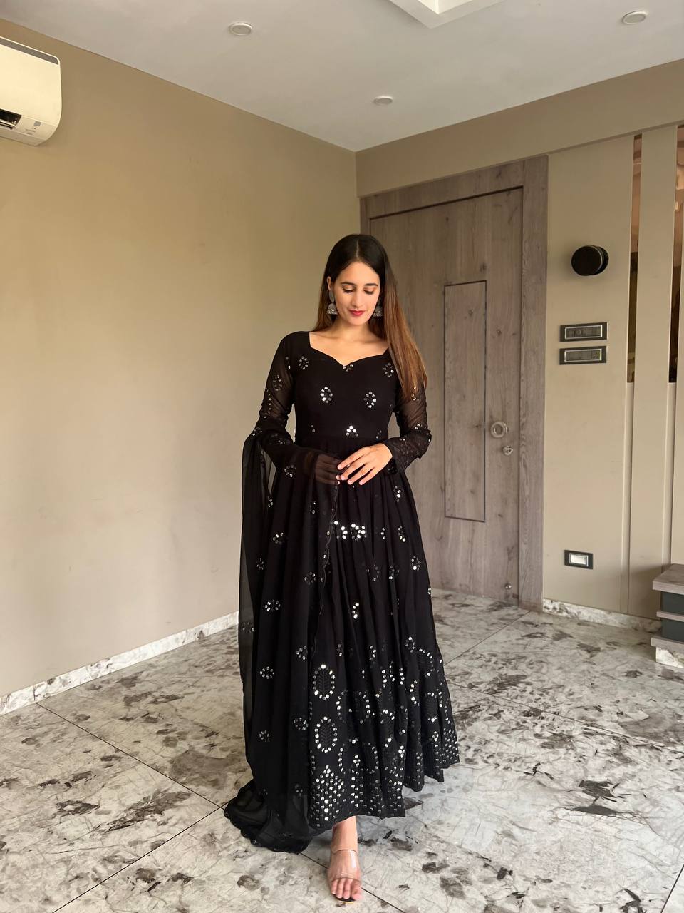 Yash Enterprise Black Georgette Anarkali Suit In New Fancy Style | Grocsy
