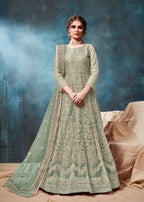 Anaita Light Green Embroidered Net Anarkali Suit | Grocsy