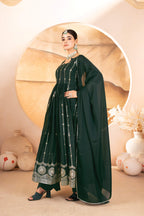 Yash Enterprise Black Rayon Cotton With Embroidery Suit Set | Grocsy
