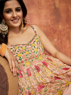Myra Peach Georgette Embroidered Designer Suit | Grocsy