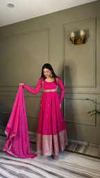 Yash Enterprise Pink Georgette Party Wear Embroidery Suit Set | Grocsy