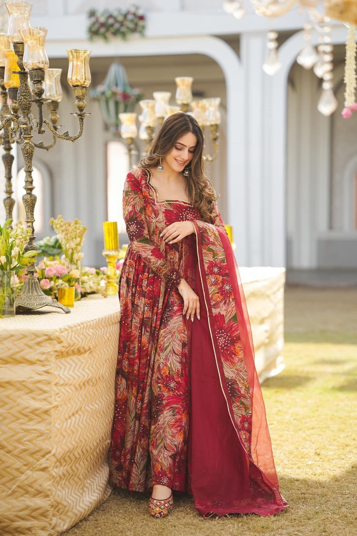Yash Enterprise Multicolor Georgette Salwar Suit Floral Printed And Sequin Embroidery | Grocsy