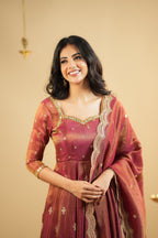 Yash Enterprise Light Orange Cosmo Silk Embroidery Suit Set | Grocsy