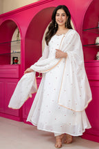 Yash Enterprise White Georgette Party Wear Embroidery Suit Set | Grocsy