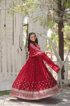 Yash Enterprise Maroon Faux Blooming With Sequins Embroidered Multi-Sequins Work Suit Set | Grocsy