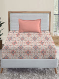 MYTRIDENT Dusk and Dawn Pink Ethnic Motifs Cotton 144 TC Single Bedsheet with 1 Pillow Cover | Grocsy