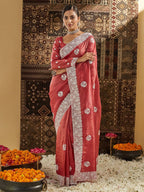 kasee Floral Chikankari Silk Blend Saree | Grocsy