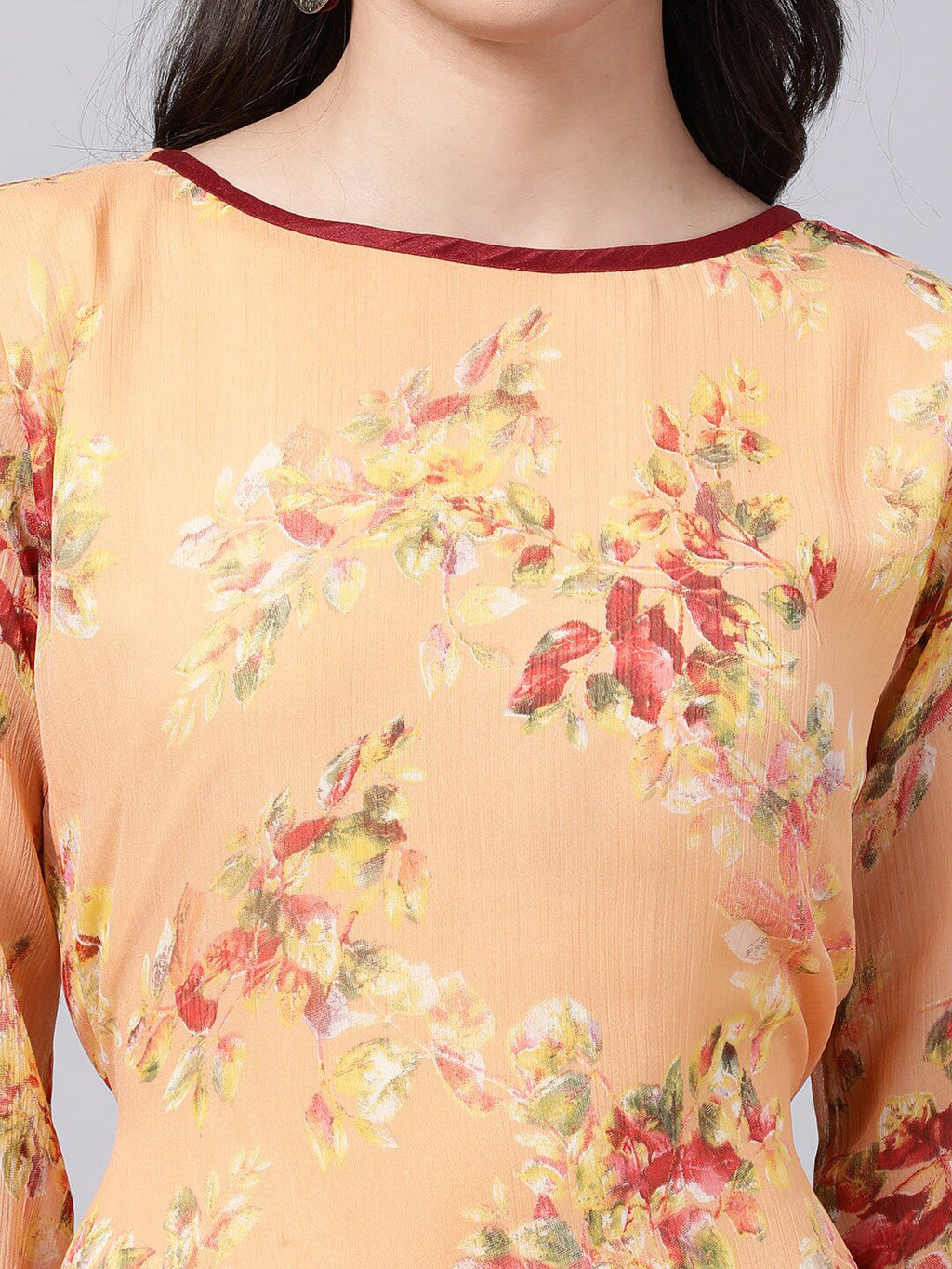 Souchii Floral Printed Boat Neck A-Line Maxi Dress | Grocsy