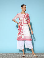Sangria Women Floral Printed Keyhole Neck Floral Kurta | Grocsy