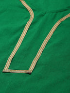 Sangria Women Green Pure Cotton Bandhani Kurta with Trousers | Grocsy