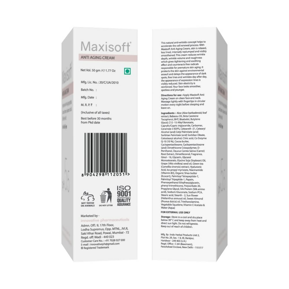 Maxisoft Anti Aging Cream Reduces Fine Lines, Wrinkles & Age Spots | Grocsy