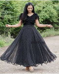 Dishitha Creation Printed Stitched Lehenga & Crop Top - Black & Black | Grocsy