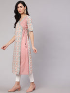 Aks Ethnic Motifs Printed A-line Layered Kurta | Grocsy